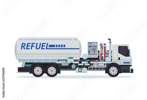 Modern Tank Truck Refueler Airport Ground Support Vehicle Equipment Illustration