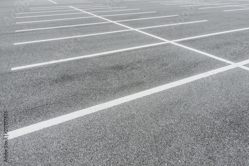 Asphalt Floor with parking lot at city center  Vacant Parking Lot  Parking lane painting on floor  copy space