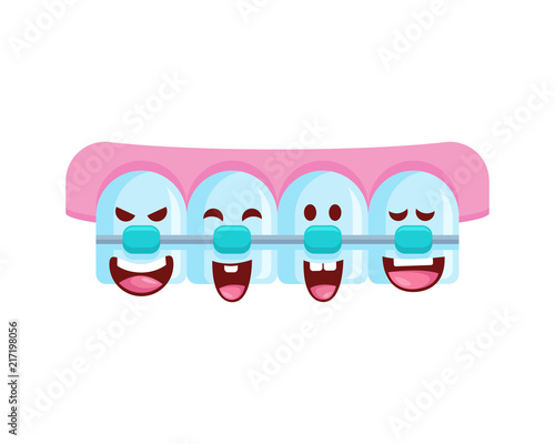 Cute Dental Clinic Braces Cartoon Character Illustration In Isolated White Background