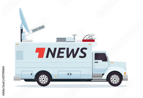Modern Breaking News Mobile Broadcasting Vehicle Illustration