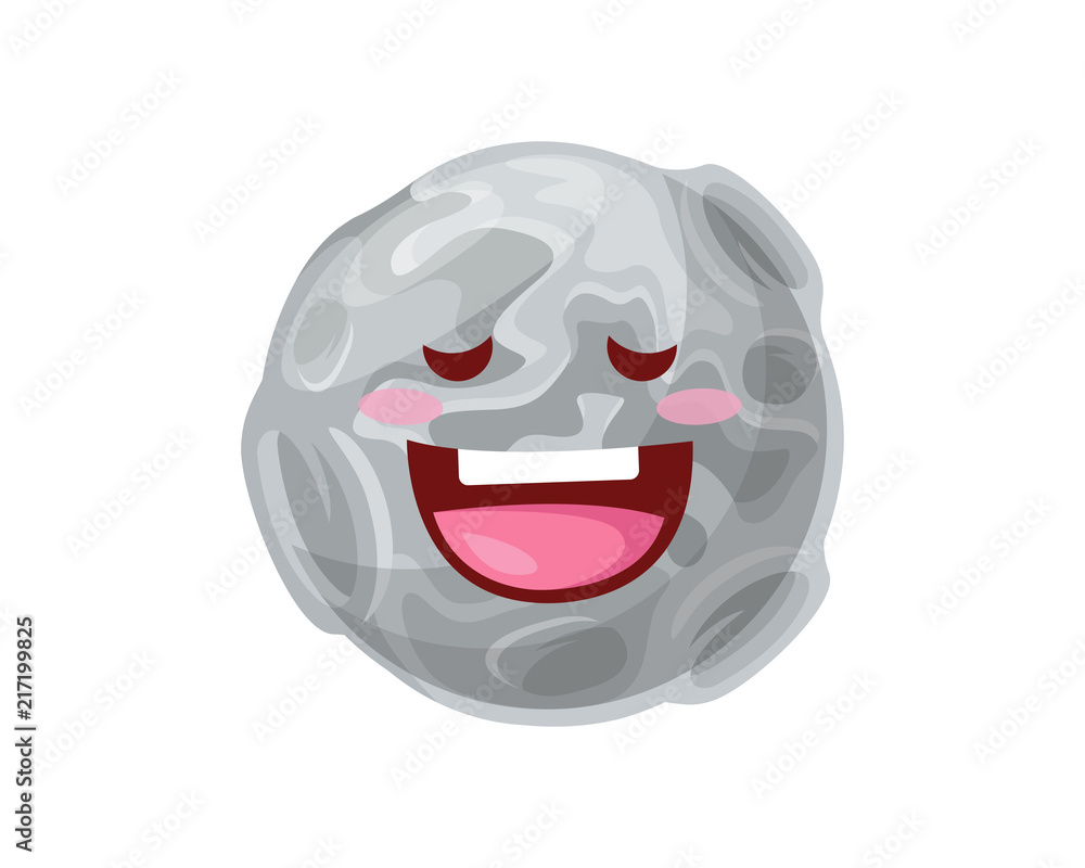 Obraz premium Happy Cute Moon Planet Cartoon Character Illustration