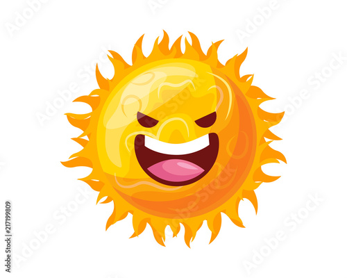 Happy Cute Sun Planet Cartoon Character Illustration