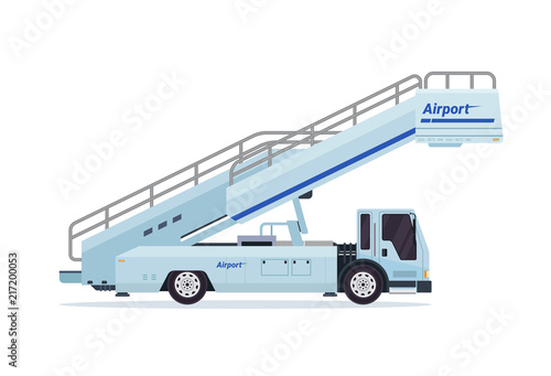 Modern Airport Mobile Passenger Step Ground Support Vehicle Equipment Illustration In Isolated White Background