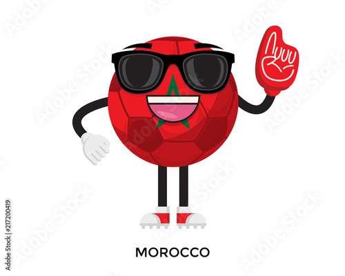 Cool International Morocco Flag Soccer Ball Supporter Mascot Tournament Illustration