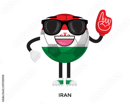 Cool International Iran Flag Soccer Ball Supporter Mascot Tournament Illustration