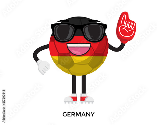 Cool International Germany Flag Soccer Ball Supporter Mascot Tournament Illustration