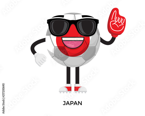Cool International Japan Flag Soccer Ball Supporter Mascot Tournament Illustration