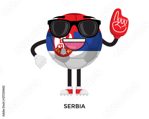 Cool International Serbia Flag Soccer Ball Supporter Mascot Tournament Illustration