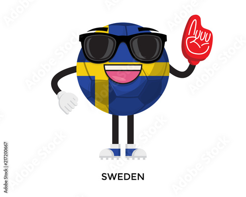 Cool International Sweden Flag Soccer Ball Supporter Mascot Tournament Illustration