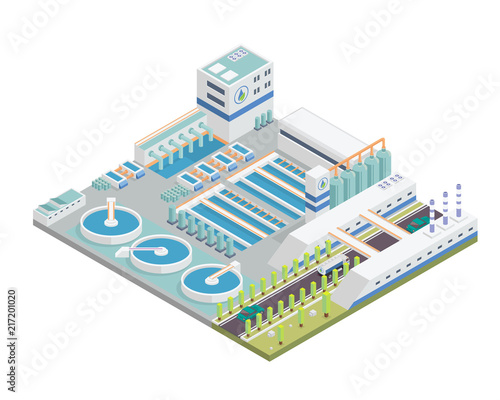 Modern Isometric Water Purification Plant Facilities, Suitable for Diagrams, Infographics, Illustration, And Other Graphic Related Assets