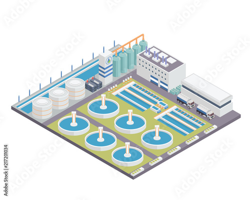 Modern Isometric Water Purification Plant Facilities, Suitable for Diagrams, Infographics, Illustration, And Other Graphic Related Assets