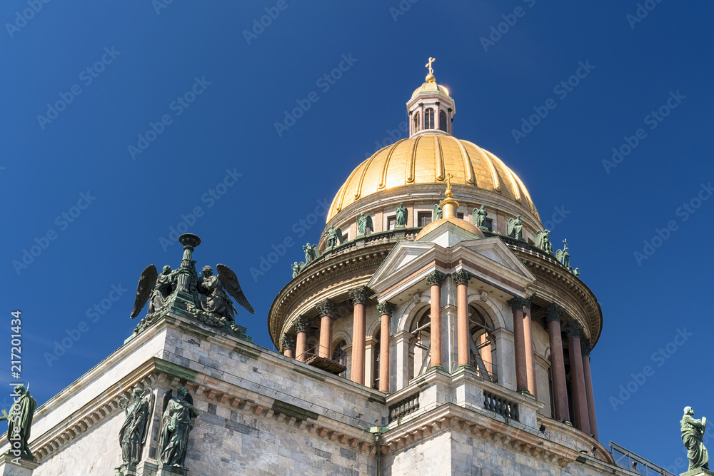 Shining dome of st. Isaac cathedral in Saint Petersburg, Russia