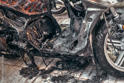 motorcycle destroyed in fire due to electrical and battery problems