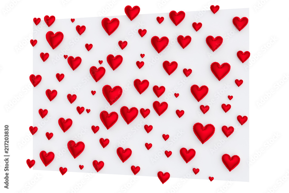 Hearts background for valentines day. Card design. 3D renderings