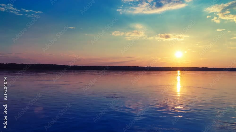 Colorful Sunset. Fflying over the River. Colorful Sunset. Fflying over the River.