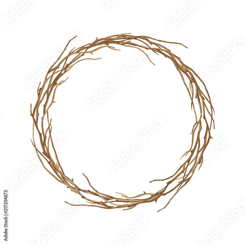 Round frame of twisted branches.