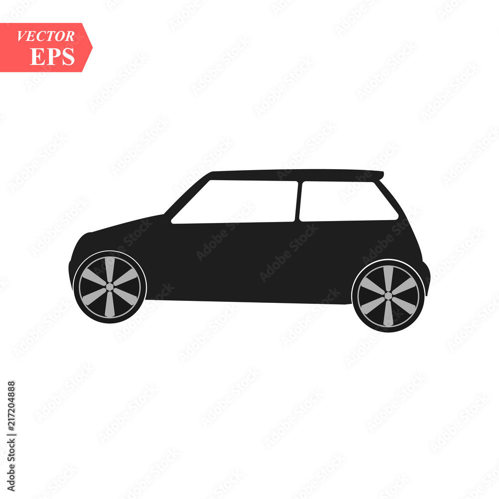 Simple Car Icon Vector. Flat Hatchback symbol. Perfect Black pictogram illustration on white background. eps10