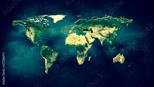 Physical world map illustration. Elements of this image furnished by NASA