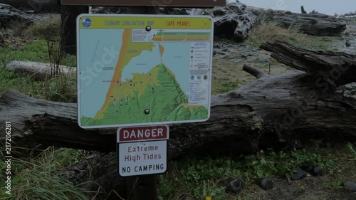 Tsunami Evacuation Map Sign at Cape Meares Oregon