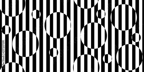 Abstract black and white striped background. Geometric seamless pattern with visual distortion effect. Optical illusion. Op art.