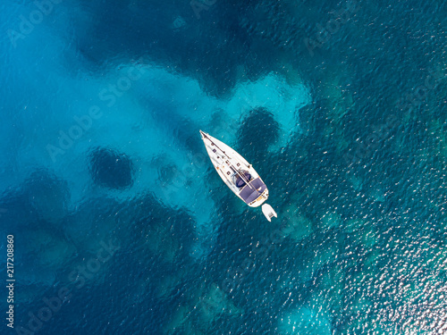 Top down view of a yacht