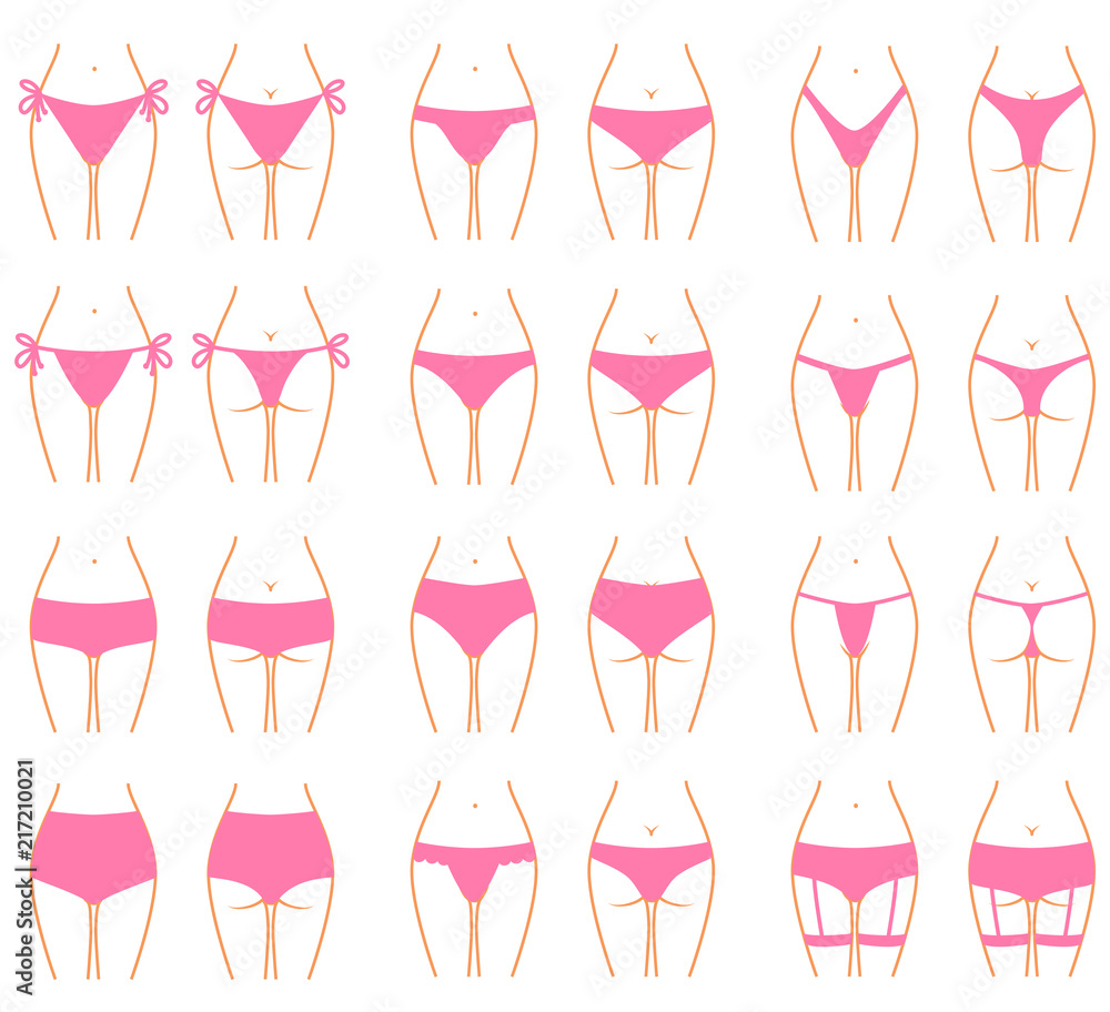 Set of Different femele underpats front and back view Set of Different femele underpats front and back view