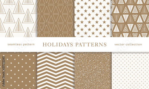 Winter holidays seamless patterns