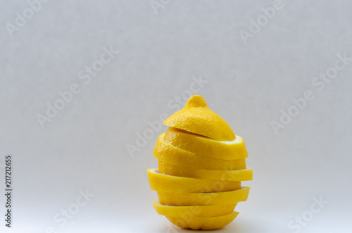 Sliced lemon isolated on white background.