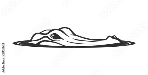 Alligator face emerging from water vector icon