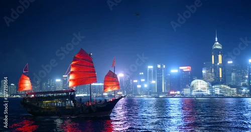 Hong Kong at night, Victoria Harbor photo