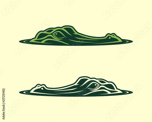 Alligator head emerging from water vector icon