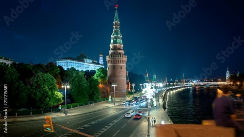 Moscow Kremlin hyper lapse, Embankment and Moscow River, Russia
