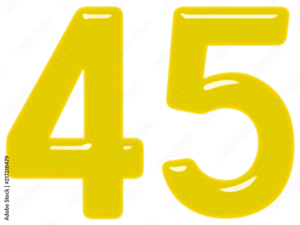 Numeral 45, forty five, isolated on white background, 3d render Numeral 45, forty five, isolated on white background, 3d render