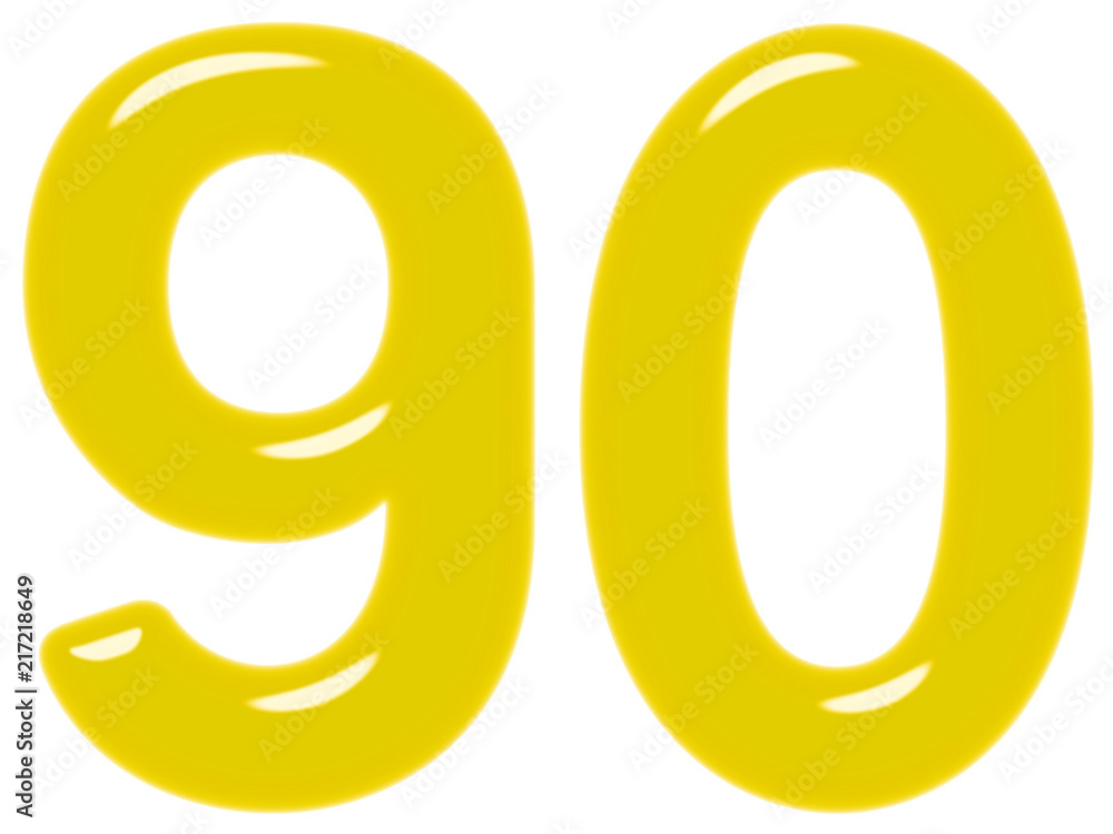 Numeral 90, ninety, isolated on white background, 3d render Numeral 90, ninety, isolated on white background, 3d render