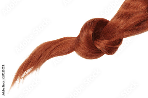 Knot of henna hair on white background