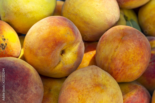 Close-up detail shot of fresh field orange peach
