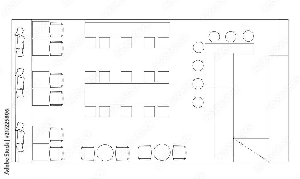 Standard cafe furniture symbols on floor plans Stock Vector | Adobe Stock