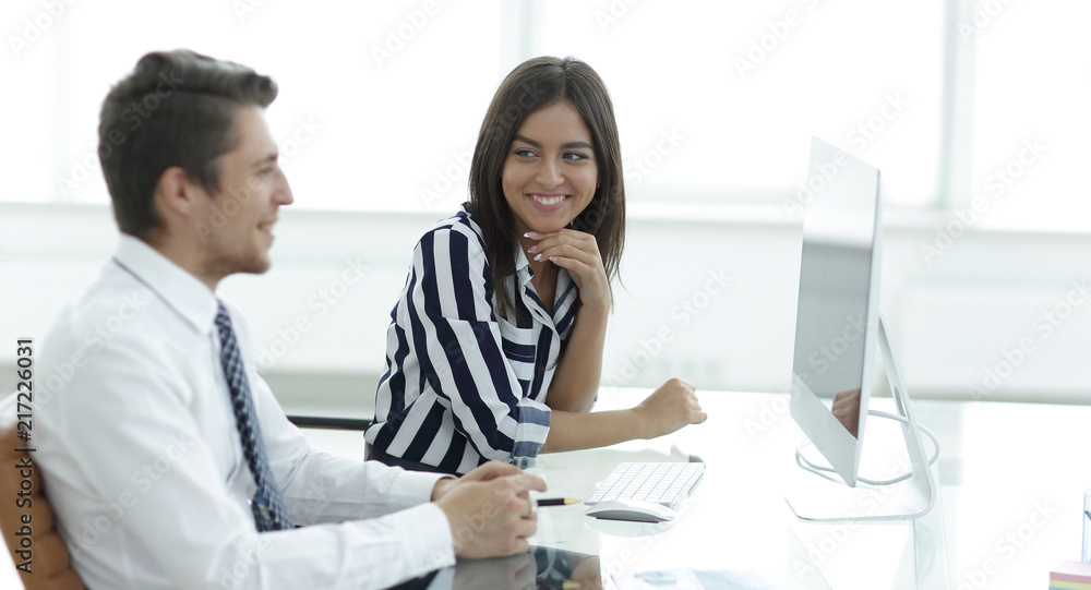 female Manager talking to the client. female Manager talking to the client.