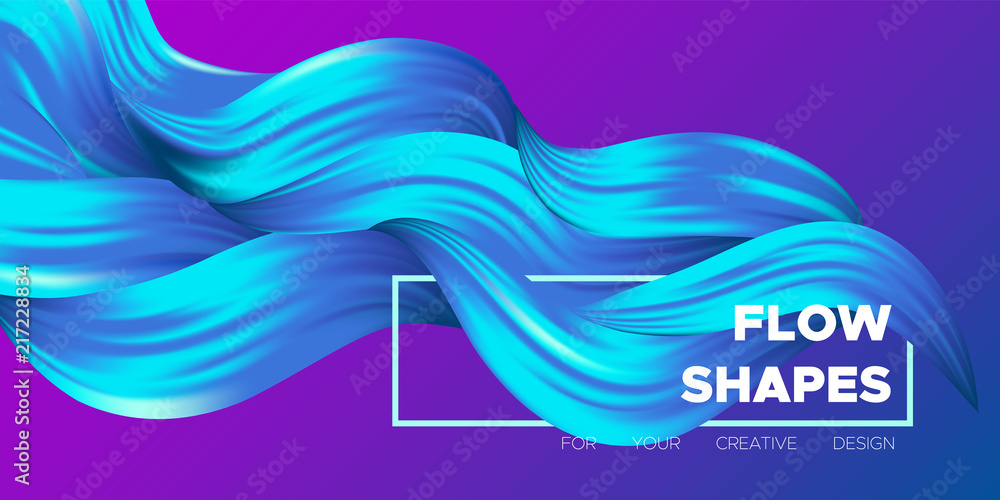 Wave Liquid Shapes with 3D Effect. Modern Flow Background. Vector Illustration EPS10. Beautiful Interweaving. Abstract Fluid. Creative Art Design. Color Wave Template for Business Card, Banner, Cover.