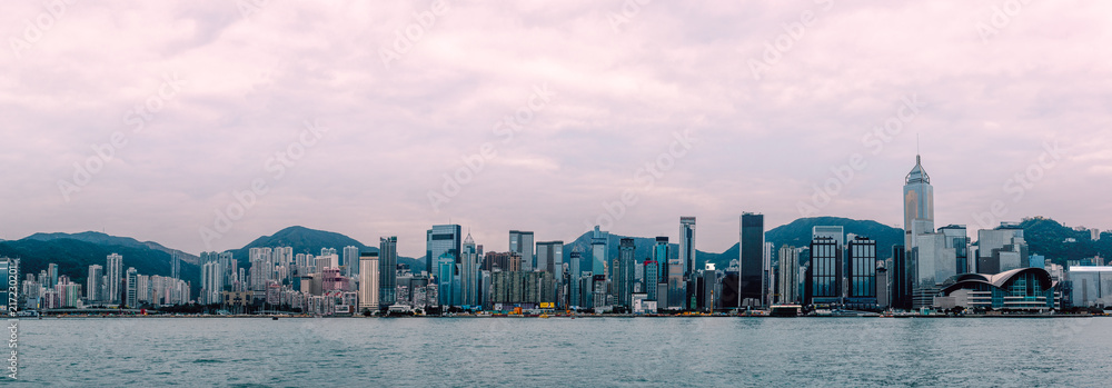 Panorama view of Hong Kong cityscape : View from Victoria harbor Panorama view of Hong Kong cityscape : View from Victoria harbor