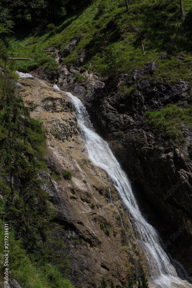 Natural waterfall in the Bavarian Alps in Germany near Reit im Winkl