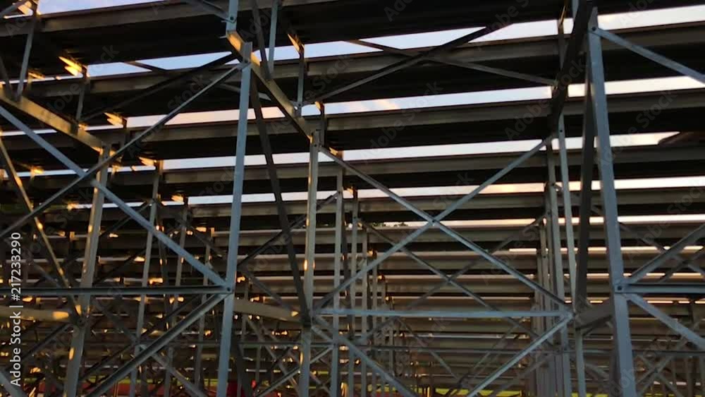 Slow movement through football stadium bleachers. Slow movement through football stadium bleachers.