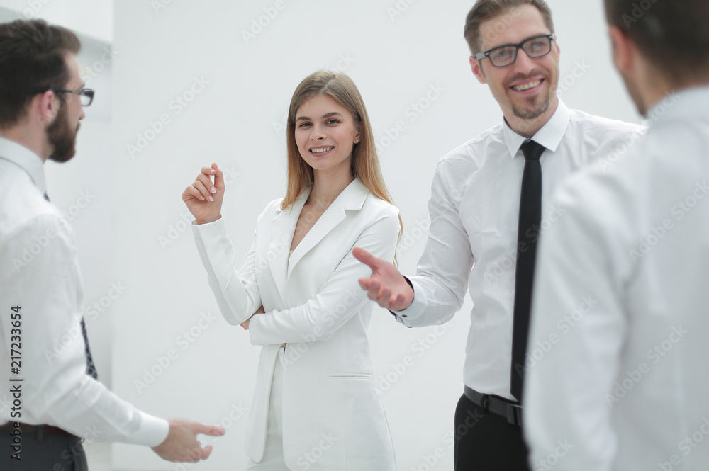 employees of the company discussing a new commercial project employees of the company discussing a new commercial project