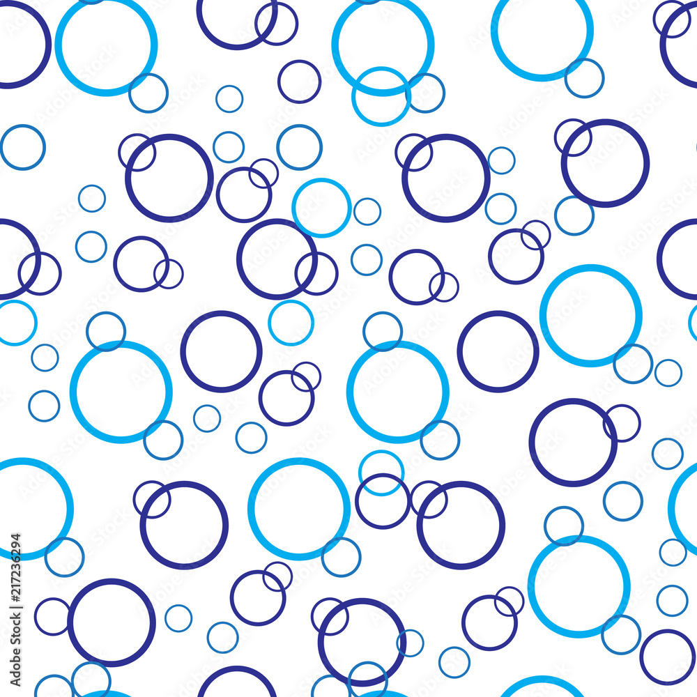 Abstract Flat water Bubbles seamless Pattern isolated on the white background.