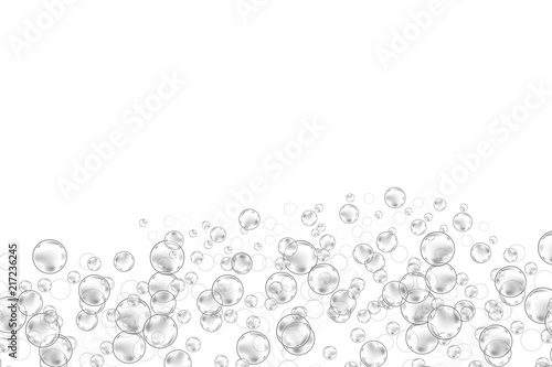 Realistic soap bubbles set isolated on the white background
