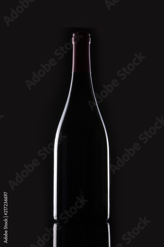 wine bottle silhouette on the black