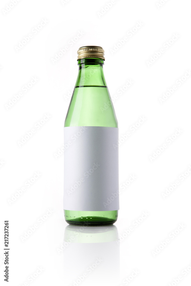 empty green bottle isolated white. empty green bottle isolated white.
