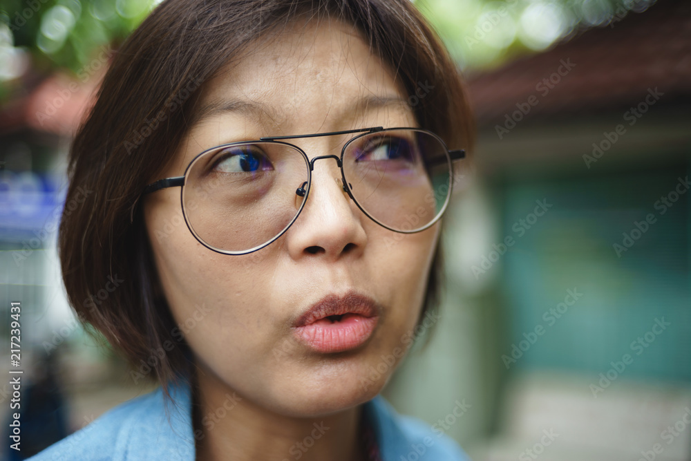 Asian women in tension mood Asian women in tension mood