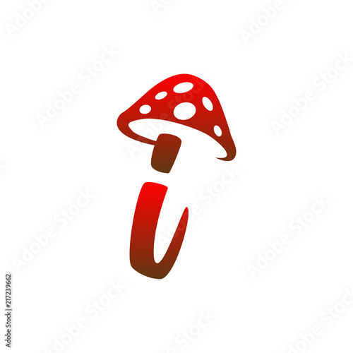 i Letter lowercase mushroom logo icon vector