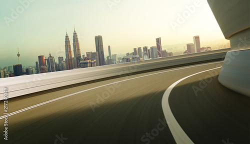 City street road  with motion blur . Morning scene .Transportation concept . photo